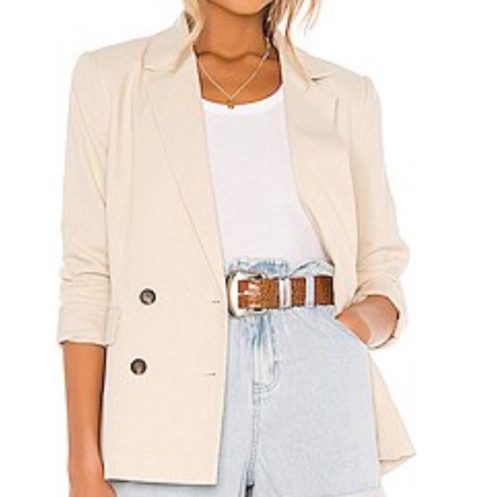 Minkpink beige linen blazer